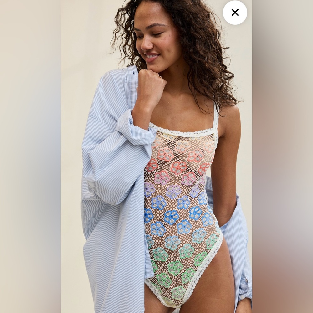🆕 AERIE | Show Off Beachside Lace Pride Bodysuit | Rainbow | Floral Lace 🌈